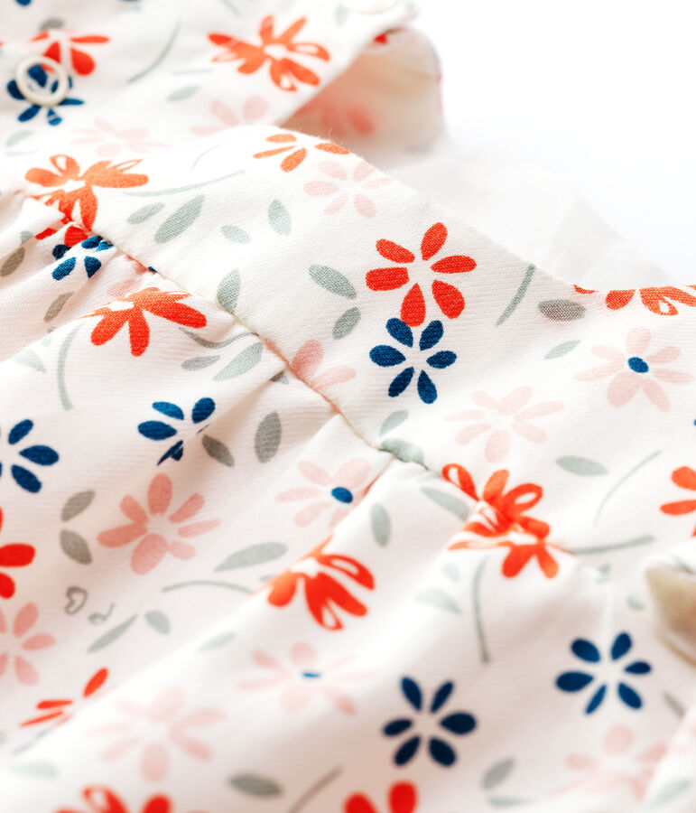 Baby-Kleid aus Bio-Baumwolltwill f&uuml;r M&auml;dchen weiss/vielfarbig